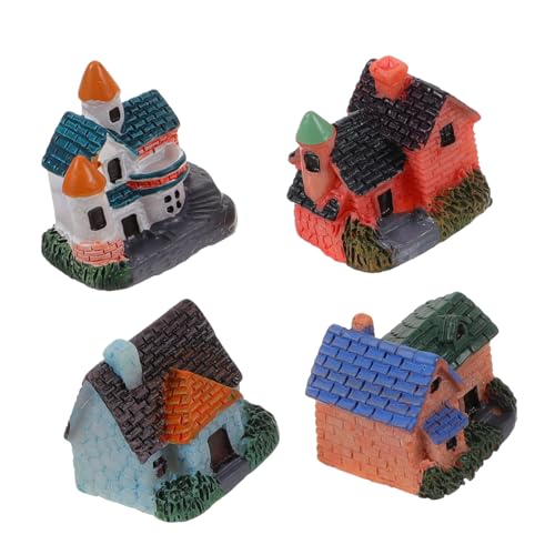 Alipis 4 Stück Teiliges Miniatur Resin Haus Detailreiche Micro landschafts Dekoration Wetterfestes Harzhandwerk Miniatur gartenhäuser für DIY Feengarten und Puppenhaus Vielseitig von Alipis