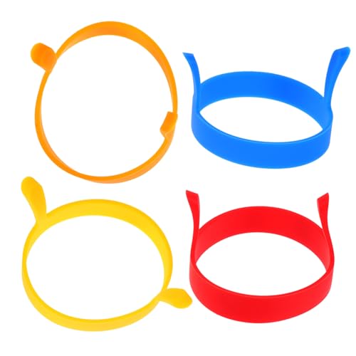 Alipis 4 Stück Teiliges Silikon Spiegeleiformen mit Doppelgriffen Antihaftbeschichtete Flexible Eier Ringe für Einfache Zubereitung Runder Omeletts und Pfannkuchen Bunte Küchenhelfer von Alipis