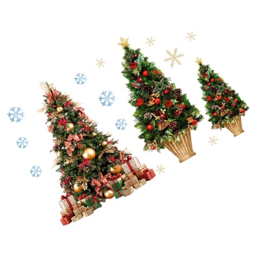 Alipis 4 Stück Teiliges Weihnachtsbaum Fensteraufkleber Festliche Selbstklebende Holiday Tree Decals für Fenster Türen und Schaufenster Einfache Wiederverwendbare Weihnachtsdeko für von Alipis