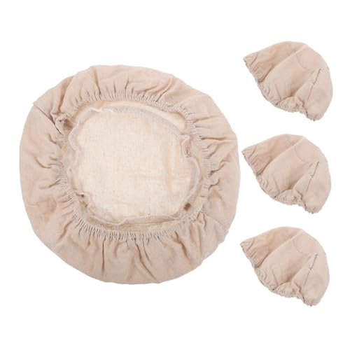 Alipis 4stücke Brotkorb-stoffeinlage Teigbrot-backtucheinlage Runde Form Passend Für Körbe Gärkorb-stoffabdeckung Backzubehör Wiederholt Verwendbar von Alipis