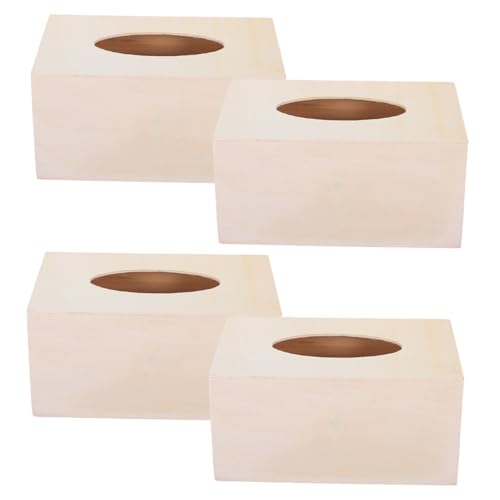 Alipis 4er-Box DIY Taschentuch Box Unvollendete Taschentuchbox Unvollendeter Taschentuchhalter Seidenpapierhalter Aus Holz Taschentuchbox Basteln Leer Box-Abdeckung Hölzern Büro Serviette von Alipis