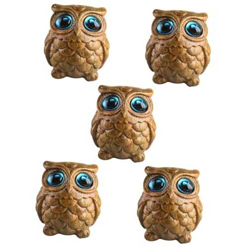 Alipis 5 Stück Eule-Skulptur Holzeule Dekoration Holzskulptur Tier Eule Wandleuchte Eulenhaus Eule Eulen- Mini-Eulenfiguren Ornament Tierstatue Eulendekorationen Sandelholz von Alipis
