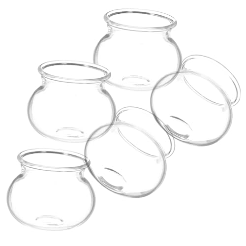 Alipis 5 Stück Mini Glas Aquarium Leer Miniatur Goldfischglas Puppenhaus Winziges Fischglas Desktop Mini Fischglas Puppenhaus Mini Fischglas Mikro Landschaft Fisch von Alipis