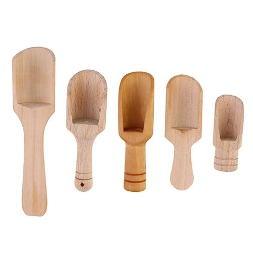Alipis 5 Stück Teiliges Holzschaufel mit Holzgriff Vielseitige Kleine Teelöffel und Kaffeeschaufeln Geruchsfreie Nachhaltige Gewürz und Salzdosierer für Küche Tee und Restaurantgebrauch von Alipis