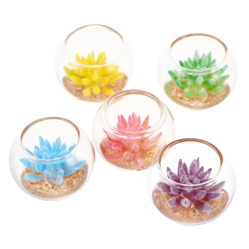 Alipis 5 Stück Teiliges Miniatur-Bonsai Farbigen Glas-töpfen Künstliche Mini-Pflanzen für Puppenhaus-Dekoration für DIY-fairygärten und Detaillierte Mikrolandschaften von Alipis