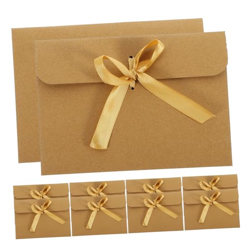 Alipis 50 Stück Teiliges Kraftpapier Umschlag Goldenem Satinband Vielseitige Briefumschläge für Einladungen Grußkarten und Geschenkverpackungen Stabile Vintage Optik Praktische für von Alipis
