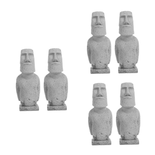 Alipis 6 Stück Moai Statue Mini Skulptur aus Robustem Material Dekorativ und Verschleißfest für Wohnzimmer Garten Aquarium und Bücherregal als Einzigartiges Kunstobjekt von Alipis