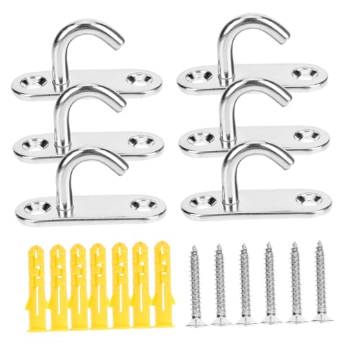 Alipis 6 Stück Teiliges Edelstahl Pad Eye Deckenhaken mit Offener Schlaufe Robust und Rostfrei Tragfähig für Hängesessel Seilbefestigung Wand Deckenmontage von Alipis
