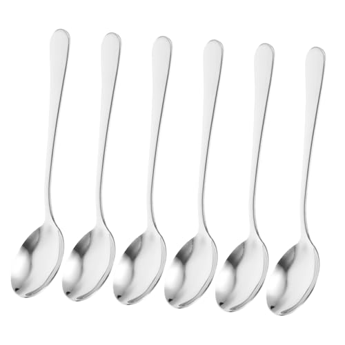 Alipis 6 Stück Teiliges Edelstahl Suppenlöffel Groß Rund für Restaurant Porridge Dessert Glatte Oberfläche Spülmaschinenfest Langlebig Klassische Haushaltslöffel von Alipis