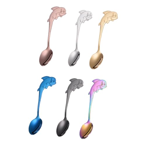 Alipis 6 Stück Teiliges Edelstahl Teelöffel mit Polierter Oberfläche Niedliches Delfin Design Multifunktionale Rührlöffel für Kaffee Dessert Tee und Gewürze für Haushalt und Gastronomie von Alipis
