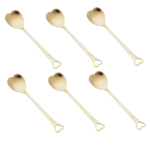 Alipis 6 Stück Teiliges Herzförmige Edelstahl Dessertlöffel Goldfarben Ergonomisch Rührlöffel Für Kaffee Tee Eis Kuchen Zuhause Küche von Alipis
