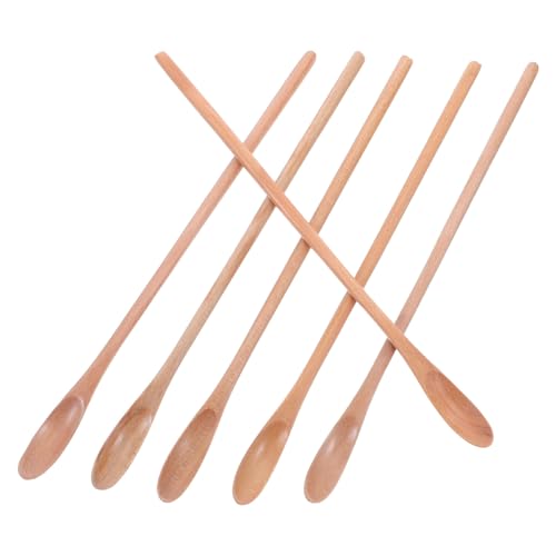 Alipis 6 Stück Teiliges Holzrührlöffel mit Langem Griff Natürliche Holzlöffel zum Kaffee Teemischen Honiglöffel und Dessertlöffel Langlebig und Vielseitig für Küche und Getränke von Alipis