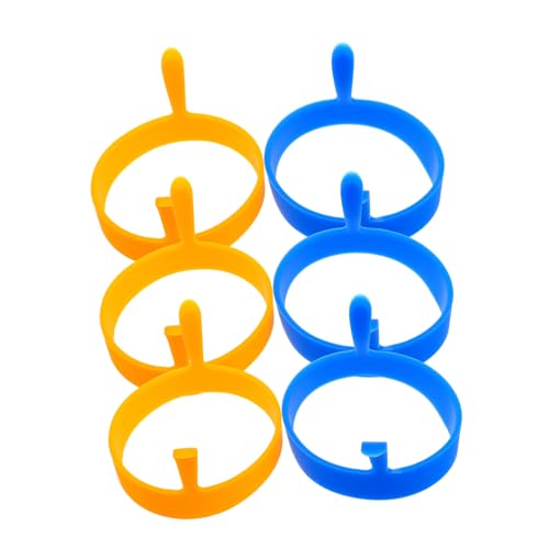 Alipis 6 Stück Teiliges Silikon Eierringe mit Doppeltem Ohrgriff Hitzebeständig Antihaftbeschichtet Bunte Spiegelei Omelettformen für Pfanne für Pancakes und Frühstückssandwiches von Alipis