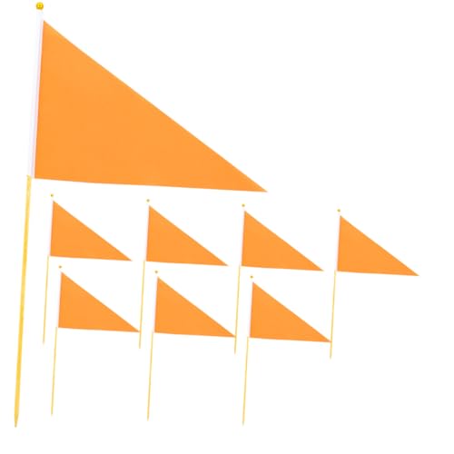Alipis 8 Stück Teiliges Dreieckige Markierungsfähnchen mit Stabilen Bambusstäben Leuchtend Orange Wetterfest für Garten Wiese Baustelle und Industrie Robuste Garten Baustellenmarkierer von Alipis