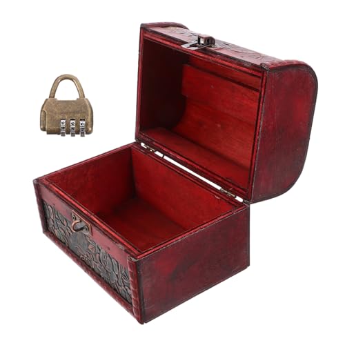 Alipis Holz Schatzkiste Mit Schloss Aufbewahrungsbox Für Schmuck Kleine Holzkiste Im Vintage-stil Robuste Truhe Für Ringe Ohrringe Und Andere Kleinigkeiten von Alipis
