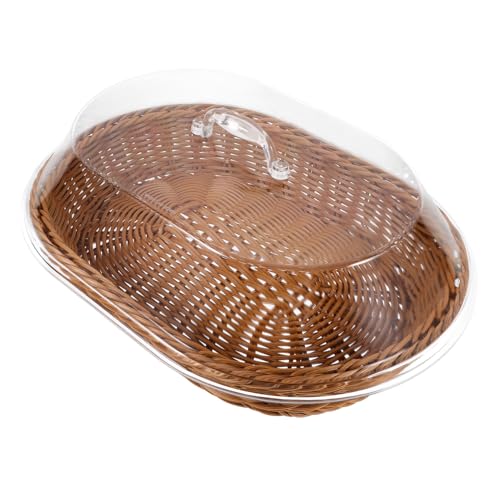 Alipis Brotkorb mit Deckel Oval Geflochtener Lebensmittelkorb Tischkorb für Brot Obst Gemüse Dessert Aufbewahrung Küchenorganizer für Zuhause Party Wiederverwendbar von Alipis