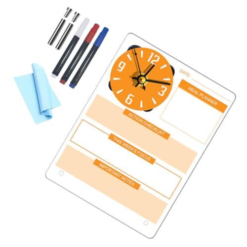 Alipis Dekoratives Memo Board mit Uhrfunktion Wiederverwendbares Whiteboard für Schreibtisch Multifunktionaler Tagesplaner für Büro und Home Office Stabiles Batteriefreies Design von Alipis