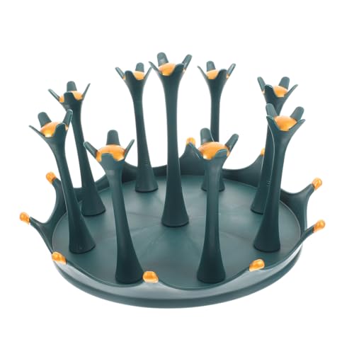 Alipis Drehbarer Becherhalter mit Fächern Staubgeschützter Praktischer Wasserglas ablagekorb für Küche Haushalt und Gastronomie Platzsparend und Belüftet Grün von Alipis