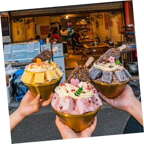 Alipis Edelstahl Dessert Schüssel Goldfarben Doppelwandig V förmig Eiscreme Ramen nudelschale Geschmacksneutral Hitzebeständig für Dessert Salat und Snacks zu Hause Hotel Party von Alipis