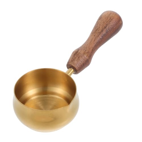 Alipis Edelstahl Espresso Tasse mit Präzisem Ausguss und Elegantem Holzgriff Mini Saucepan für Kaffee und Milch Langlebig Spülmaschinenfest für Cappuccino und Espresso Zubereitung von Alipis