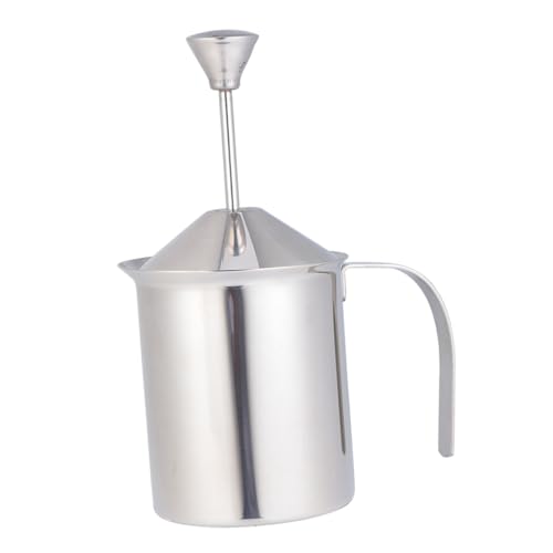 Alipis Edelstahl Milchaufschäumer mit Doppeltem Filtersieb Handbetriebener Milchmixer für Cremigen Milchschaum Kaffeezubehör Langlebig Hitzebeständig für Zuhause von Alipis