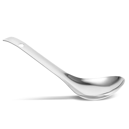 Alipis Edelstahl Reislöffel und Lang Vielseitiger Küchenlöffel für Reis Suppe Porridge Langlebig Glatte Verarbeitung Einfacher Stil Geeignet für Alltag und Gastronomie von Alipis