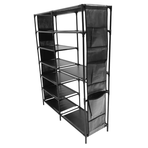 Alipis Einfacher DIY Schuhregal Seitentasche Mehrschichtiges Schuhaufbewahrungsregal Robustes Platzsparendes Schuhständer für Haushalt Sicherer Runder Ecken Stilvolles Schwarzes Design von Alipis