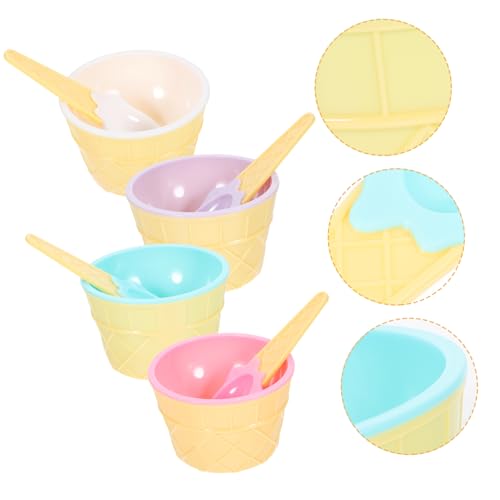 Alipis Eisschüssel -set Eisbecher Mit Löffeln Creme Wiederverwendbar Mini -dessertbecher Nachtisch Eisschalen Eis-dessert-schalen Klein Eis-dessert-schüssel Süße Eisbecher Plastik von Alipis