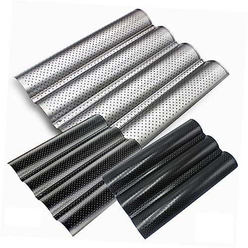 Alipis Fach Baguette Backform aus Lebensmittelechtem Carbonstahl Perforiertes Antihaftbeschichtetes Backblech für French Bread Hitzebeständig Spülmaschinengeeignet Zufällige Farbe von Alipis