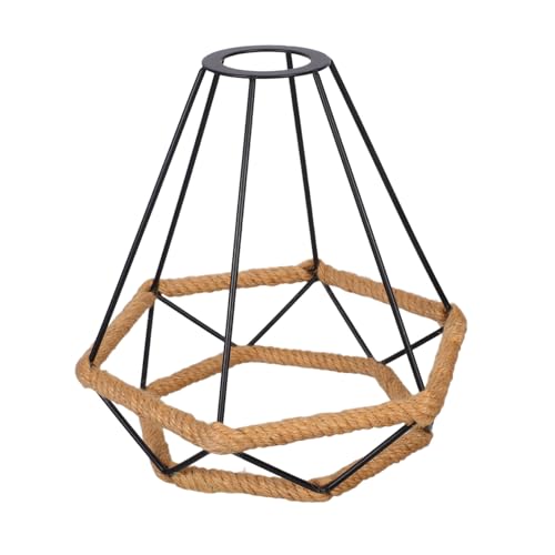 Alipis Handgefertigter Lampenschirm mit Geflochtenem Seil Robuster Metall Lampenschirm für Decken Wandleuchten Dekorative Leuchte für Flur Esszimmer Schlafzimmer Schwarz von Alipis
