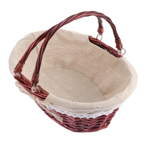 Alipis Handgefertigter Weidenkorb mit Tragegriffen Vielseitiger Aufbewahrungskorb für Gemüse und Blumen Tragbarer Handgewebter Korb im Vintage stil Dekoratives Picknick von Alipis