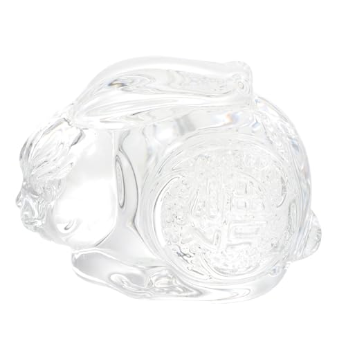 Alipis Hase aus Glas Statuen von Gartenhäschen Hasenfigur Geschenk Frühlingsdeko Kunsthandwerk Haushaltshasen-Statue Kaninchen-Dekor Tier Skulptur Tischdekoration schmücken Baby Container von Alipis