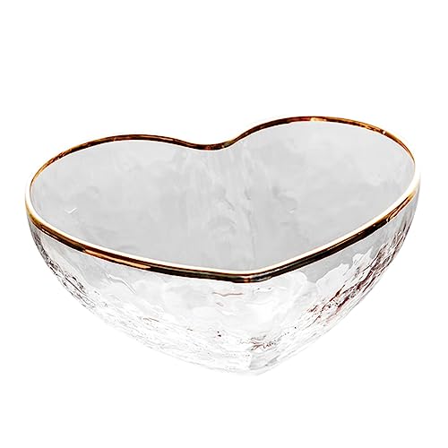 Alipis Herzförmige Transparente Glasschale mit Goldenem Rand Servierschale für Salat und Desserts für Partys und Tägliche Nutzung Leicht zu Reinigen von Alipis