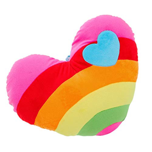 Alipis Herzkissen, Herzform, mit Regenbogenmuster, Plüschkissen, für Bett, Sofa, Partygeschenke, Raumdekoration von Alipis