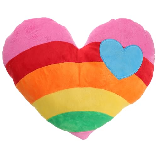 Alipis Herzkissen, herzförmiges Wurfkissen mit Regenbogenmuster, niedliches Plüschkissen für Bett, Sofa, Raumdekoration, Partygeschenke für Valentinstag, Weihnachten, Muttertag (Rosa) von Alipis