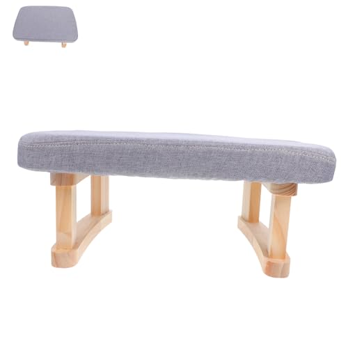 Alipis Holz Fußhocker mit Abnehmbarem Kissen Kleiner Tragbarer Sitzhocker für Wohnzimmer zum Wechseln von Schuhen für Yoga Aktivitäten Stabiler und Bequemer Hocker aus Massivem Holz von Alipis