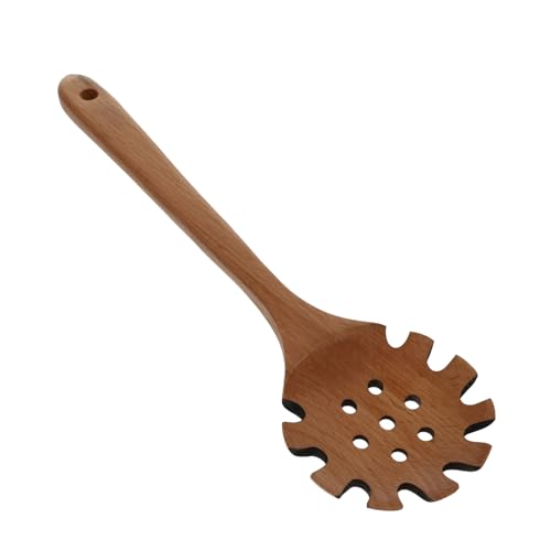 Alipis Holz Spaghetti Löffel mit Langem Griff Hitzebeständig und Isolierend Lebensmittelecht Glatte Oberfläche Praktischer Nudellöffel und Sieb für Vielseitiges Kochen Küche von Alipis