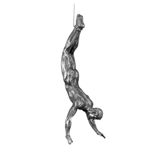 Alipis Industrieller Harz Wandbehang Mann Figur Skulptur Modernes Wandornament Wohnzimmer Deko Stilvolle Resin Wanddekoration Silberfarbener Kletterer Wandschmuck von Alipis