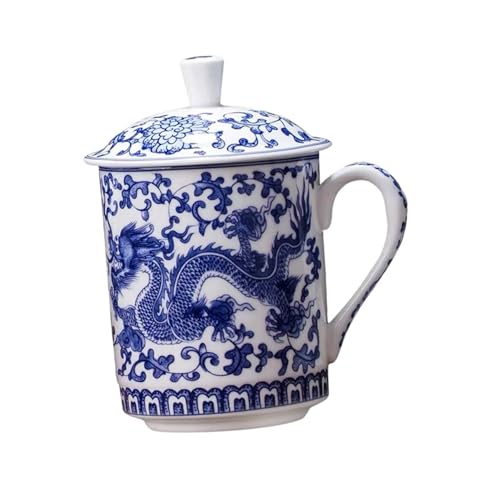 Alipis Keramik Teetasse mit Großem Fassungsvermögen Handbemalt in Celadon blau Langlebig und Hitzebeständig für Kaffee und Tee Spülmaschinenfest und Angenehm Handhabung von Alipis