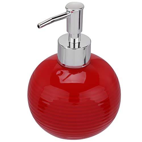 Alipis Keramische Seifenspender Runde Pressflasche Nachfüllbar Lotion Flasche Squeeze Pumpe Dispenser Flüssigkeit Hand Seifenspender (Rot) von Alipis