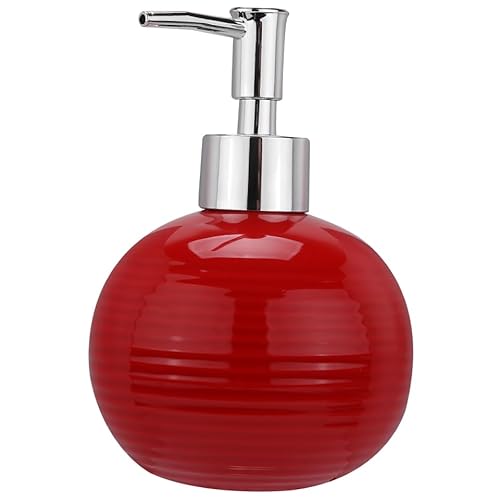 Alipis Keramische Seifenspender Runde Pressflasche Nachfüllbar Lotion Flasche Squeeze Pumpe Dispenser Flüssigkeit Hand Seifenspender (Rot) von Alipis