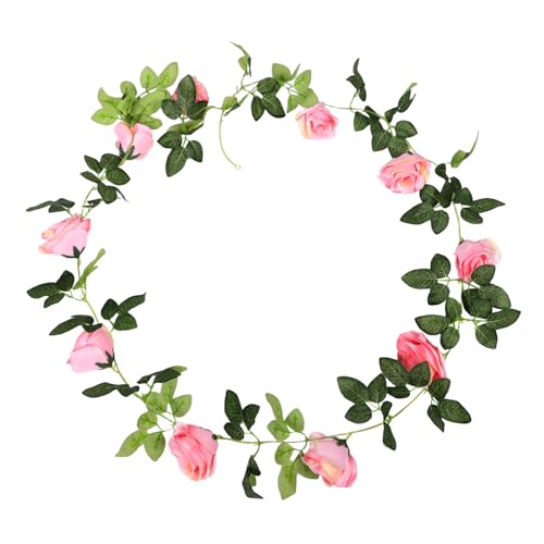 Alipis Künstliches Rosen-Rattan Blumengirlande aus Kunststoff gefälscht Reproduktion Fälschung Blumengirlande aus Stoff heiraten Hochzeitsgirlande Nicht Seidentuch Rosa von Alipis