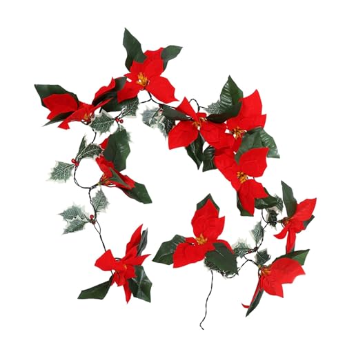 Alipis LED Lichterkette Weihnachtsstern mit Roten Blumen Solarbetriebene Weihnachtsdekoration für Innen Außen Festliche Beleuchtung und Stimmungsvolle Szenenbeleuchtung von Alipis