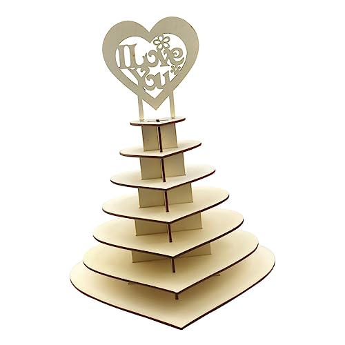 Alipis Lagiges Herzförmiges Holz Display Tablett Umweltfreundlicher Food Tray für Hochzeitstorte Party Desserts und Obst Robuste Mehrschichtige Servierplatte für Buffet und von Alipis