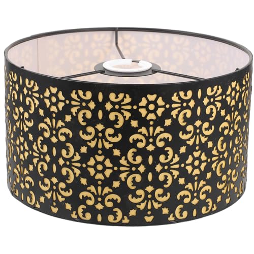 Alipis Lampenschirm Schwarz mit Gelbem Innenfutter Metall Design für Tischlampe Stehlampe für Schlafzimmer und Wohnzimmer von Alipis