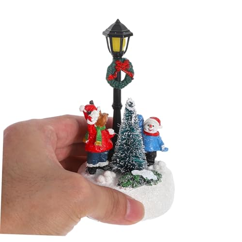 Alipis Leuchtende Miniatur Weihnachts Straßenlaterne aus Resin LED Weihnachtsdeko für Tisch Puppenhaus und Festliche Wohnraumgestaltung Robust und Leicht Stimmungsvolle von Alipis