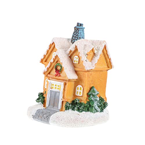 Alipis Luminöses Miniatur Haus Resin Deko mit LED Licht Warmes Licht Langlebige Weihnachtsdekoration für Garten Party Supermarkt Festliche Winterdeko von Alipis