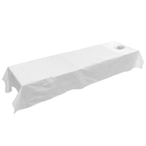Alipis Spa Bed Sheet Mit Atemöffnung Pflegeleichtes Massagebettlaken Aus Baumwolle Für Schönheitssalons Wellness Und Massagen Weiß Mit Nasenschlitz von Alipis
