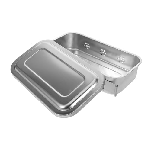 Alipis Medizinisches Instrumenten-tablett aus Dickem Edelstahl mit Deckel und Wahlweise Perforiert oder Geschlossen Robustes Desinfektions Aufbewahrungsset für Kliniken und Krankenhäuser von Alipis