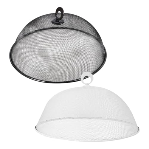 Alipis Metall-Mesh-Sieb Lebensmittelabdeckung Zeltschirm 2 Stück Outdoor-Mesh-Lebensmittelzelte Kuppel-Sieb Plattenabdeckungen Obst Für Teller Camping Schwarz Weiß von Alipis